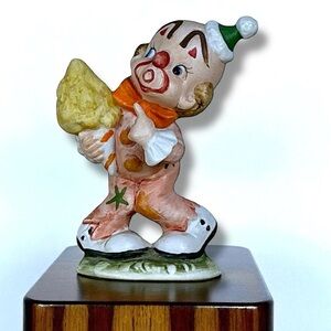 Vintage Clown Circus Figurine Cotton Candy Porcelain Lefton Collectible 1987